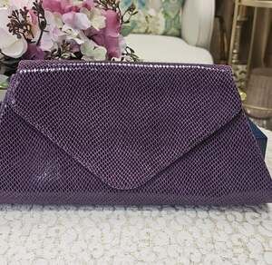 Purple Crystal Diamante Envelope Clutch Bag